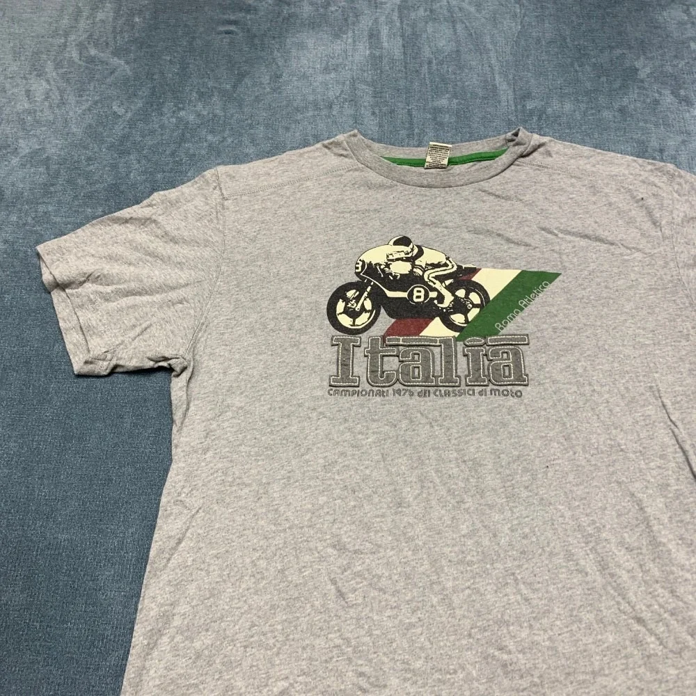 VTG Roma Atletica T Shirt Mens Large Gray Cotton Italia Patchwork Graphic